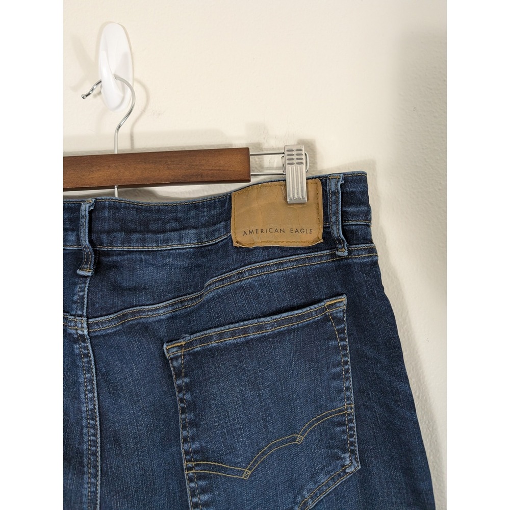 American Eagle Original Straight 36/32 Fit Jeans Mens Dark Wash Indigo Denim - Picture 4 of 12